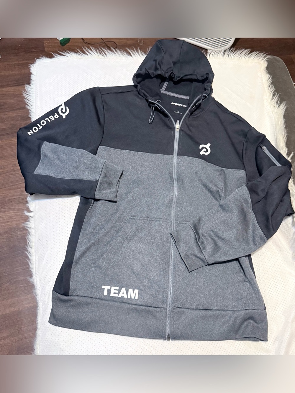 Peloton Black and Gray Colorblock Zip Hoodie